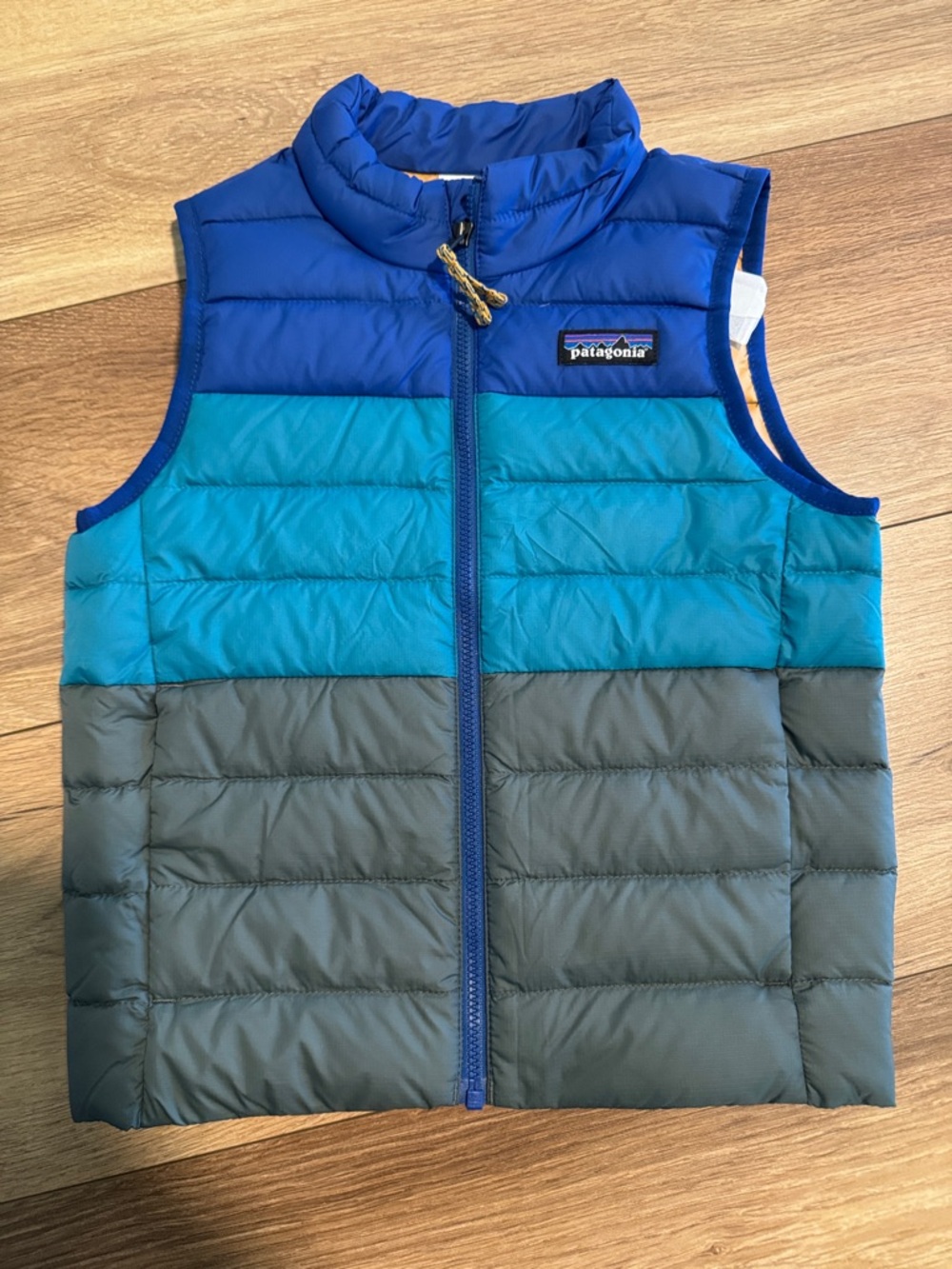 Patagonia Blue Teal Gray Colorblock Puffer Vest